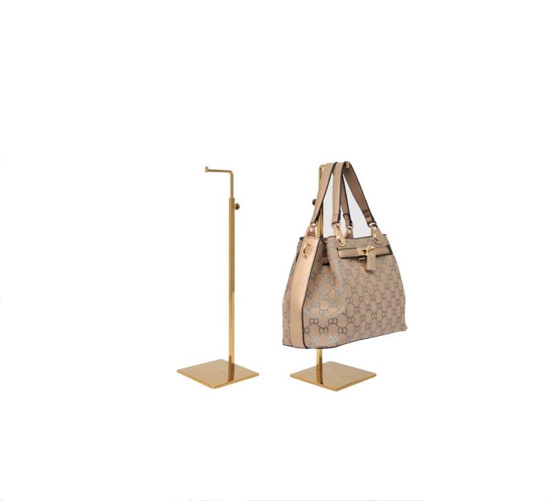 INDIDECOR INDIDECOR 31633 Adjustable Stainless Steel Handbag RackHandbag OrganizerTabletop Handbag Purse Display Stand Single Hook Bag Stand Holder Golden  - Image 2