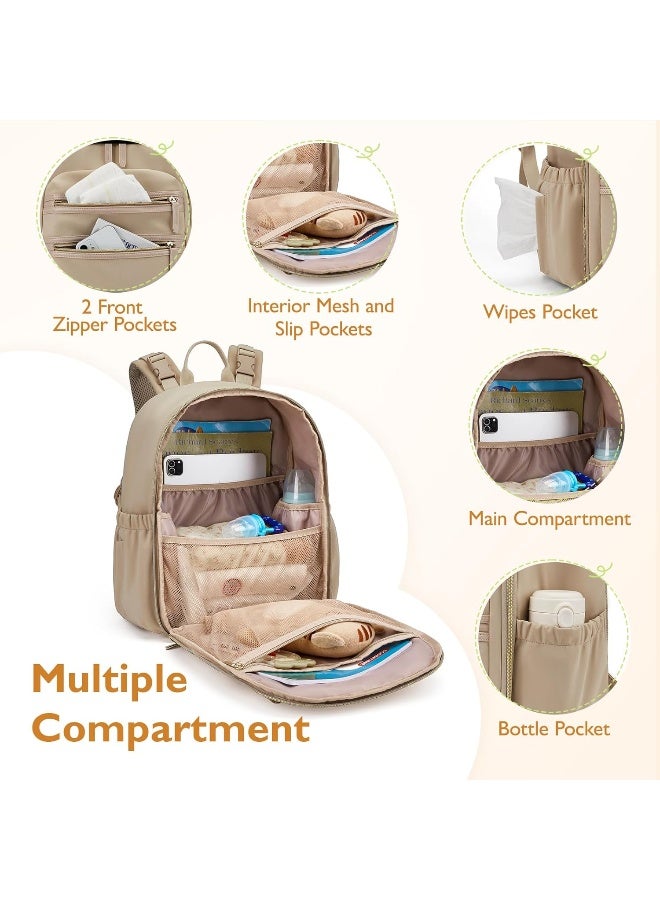 mommore Neoprene Diaper Bag Backpack Small Baby Bag Travel Mini Diaper Backpack for Newborn with Insulated Pockets, Stroller Straps - Image 4
