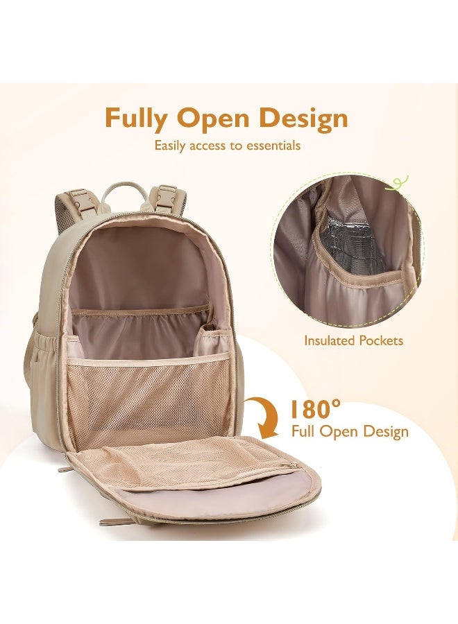 mommore Neoprene Diaper Bag Backpack Small Baby Bag Travel Mini Diaper Backpack for Newborn with Insulated Pockets, Stroller Straps - Image 3