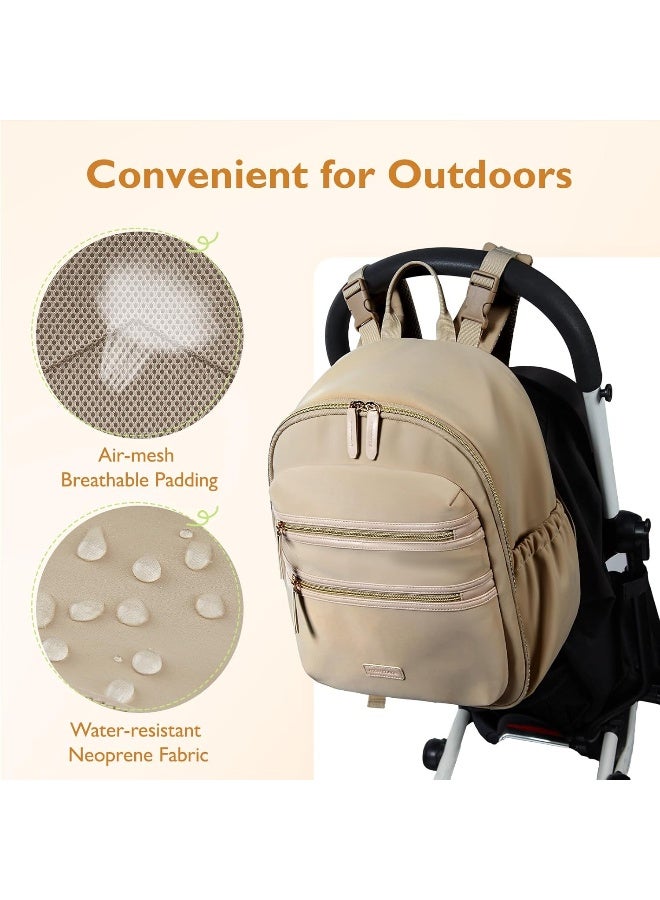mommore Neoprene Diaper Bag Backpack Small Baby Bag Travel Mini Diaper Backpack for Newborn with Insulated Pockets, Stroller Straps - Image 5