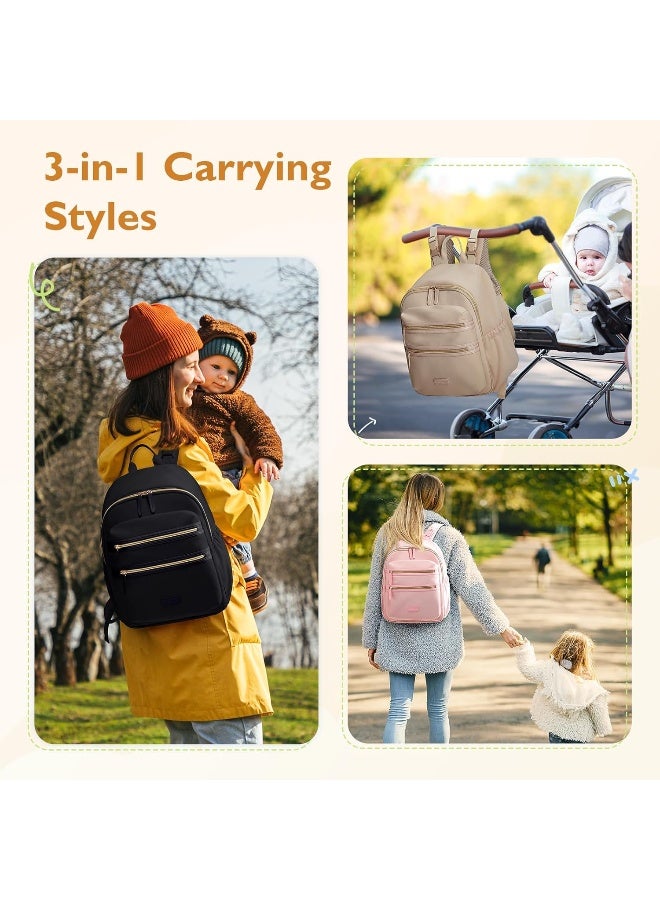 mommore Neoprene Diaper Bag Backpack Small Baby Bag Travel Mini Diaper Backpack for Newborn with Insulated Pockets, Stroller Straps - Image 2