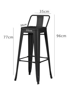 LANNY Jeffcoco Furniture Bar Table Chair,Black High Chair,Black Steel Bar Stool,Home Bar Furniture Kitchen Dining (Bar Chair 1 piece)  - Image 2
