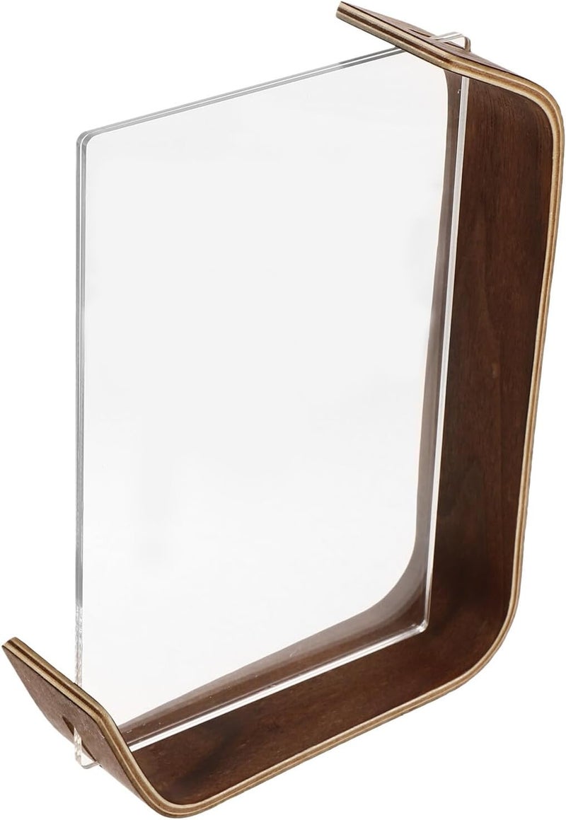 Ciieeo Double-sided Acrylic Photo Frame 6-inch Picture Display Stand Vintage Photo Holder for Bedroom Tabletop with Black Walnut Base - Image 1
