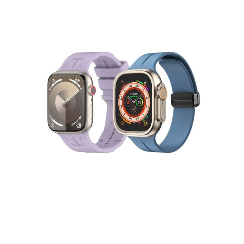 BURAQ 2-Pack Sports Strap Compatible with Apple Watch 49/46/45/44/42mm – Series Ultra 2/Ultra/9/8/7/6/5/4/3/2/1/SE – Model #0836 - Image 1