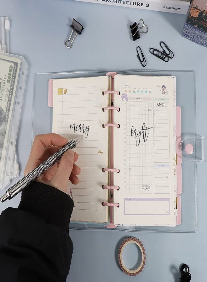 مي يي تيان غلاف مجلد شفاف من مادة PVC مقاس A6، 6 مجلدات بحلقات دائرية وردية اللون، قطر 20 مم، إغلاق بمشبك، حافة محكمة الإغلاق، غلاف دفتر ملاحظات، مجلدات ملفات، مجلدات ألبومات - Image 5