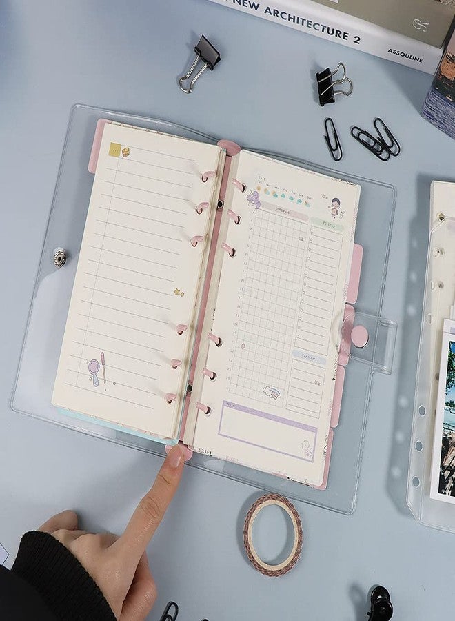 مي يي تيان غلاف مجلد شفاف من مادة PVC مقاس A6، 6 مجلدات بحلقات دائرية وردية اللون، قطر 20 مم، إغلاق بمشبك، حافة محكمة الإغلاق، غلاف دفتر ملاحظات، مجلدات ملفات، مجلدات ألبومات - Image 4