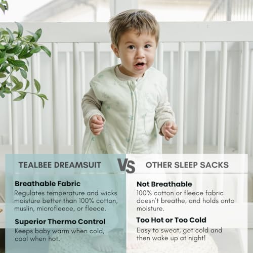 Tealbee Dreamsuit Toddler Sleep Sack with Feet – Walker Sleep Bag with Legs, Rayon made from Bamboo, Winter 1.5 TOG, 2-Way Zipper, 2T-3T - Seashell - Image 3