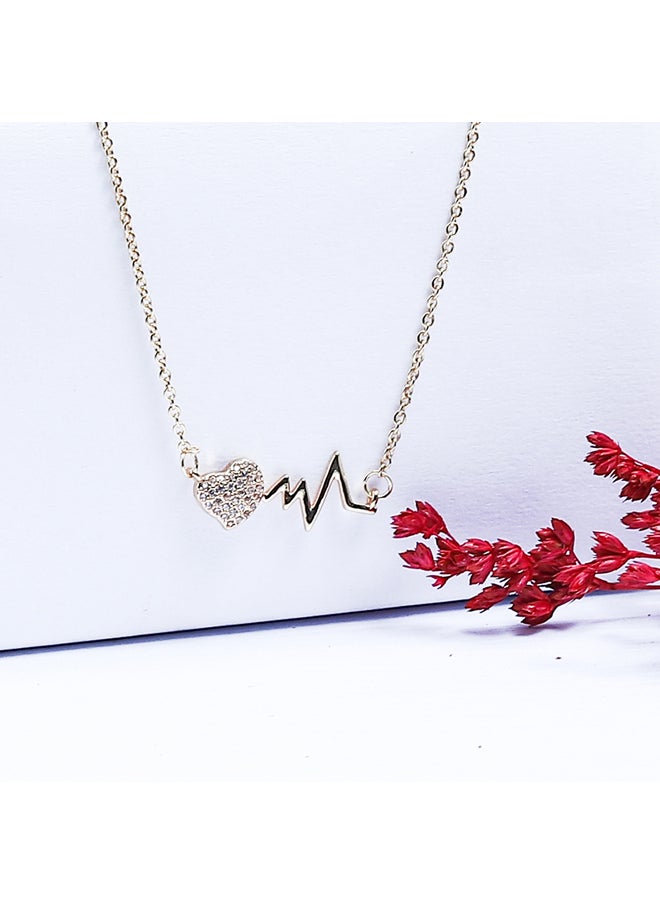 FLUFFY Heart Move Soft Necklaces Of Fluffy Women's Accessories-Gold  - Image 1