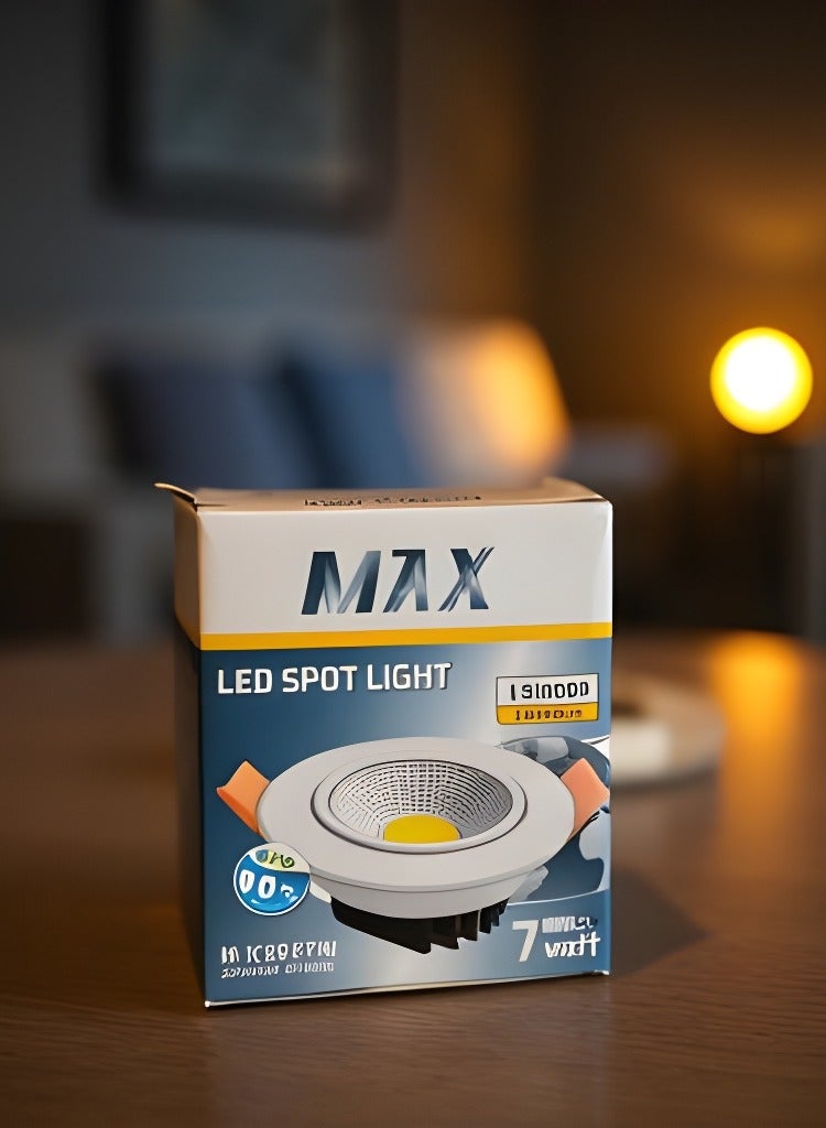 Max Adjustable Round LED Downlight 7W 240VAC -White Ceiling Spotlight IP40 Rated | For Indoor Home & Office Use  - Image 1