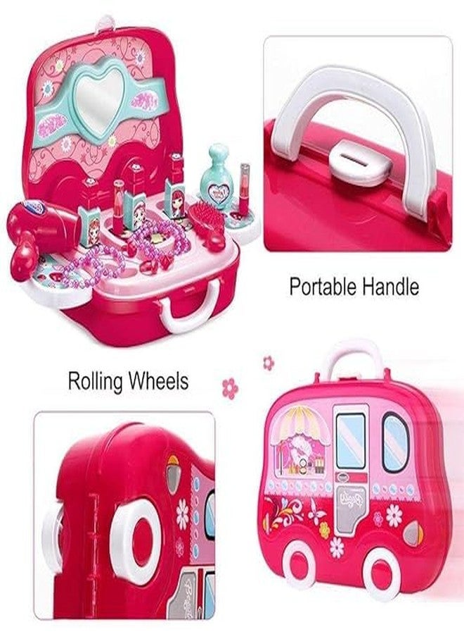 21 Pcs Make up Kit Beauty Set Toy for Girl | Pretend Play Cosmetic Suitcase Makeup Set Accessories Toys for Children Princess Girls | 3+ Year Christmas & Birthday Gift| Multicolour Plastic - Image 5