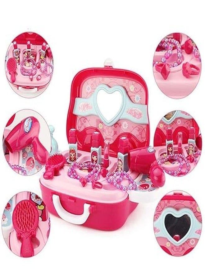 21 Pcs Make up Kit Beauty Set Toy for Girl | Pretend Play Cosmetic Suitcase Makeup Set Accessories Toys for Children Princess Girls | 3+ Year Christmas & Birthday Gift| Multicolour Plastic - Image 2