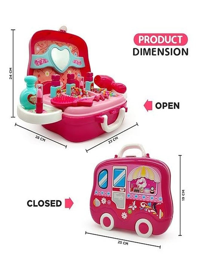 21 Pcs Make up Kit Beauty Set Toy for Girl | Pretend Play Cosmetic Suitcase Makeup Set Accessories Toys for Children Princess Girls | 3+ Year Christmas & Birthday Gift| Multicolour Plastic - Image 3