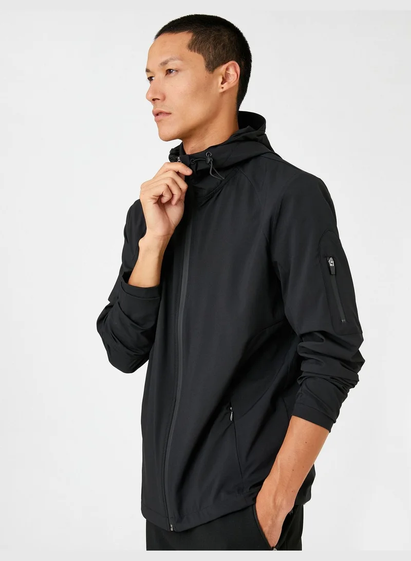 KOTON Basic Oversized Sport Jacket Hooded Zippered Detailed