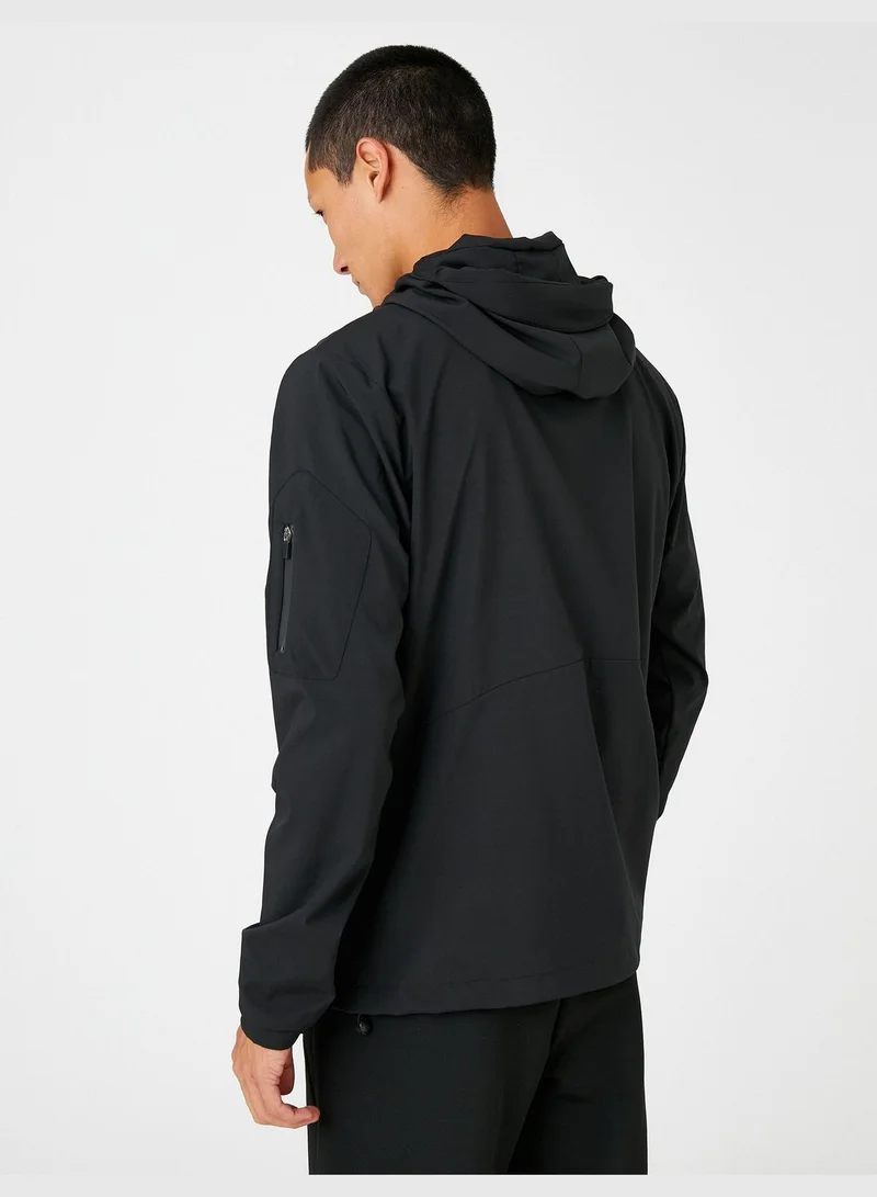 KOTON Basic Oversized Sport Jacket Hooded Zippered Detailed