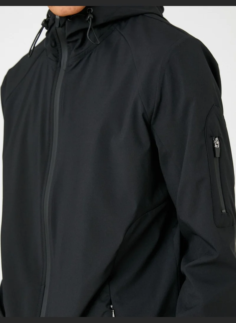KOTON Basic Oversized Sport Jacket Hooded Zippered Detailed