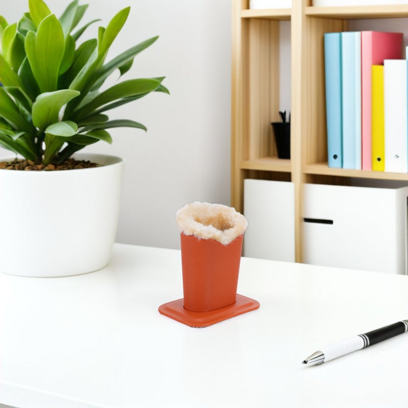 2pcs Glasses Holder for Nightstand - Plush Lined Eyeglass Holder Stand with PU Leather Exterior - Anti-Scratch Eyeglasses Storage Organizer for Desk or Bedside Table - Image 4