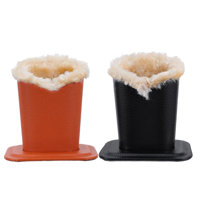 2pcs Glasses Holder for Nightstand - Plush Lined Eyeglass Holder Stand with PU Leather Exterior - Anti-Scratch Eyeglasses Storage Organizer for Desk or Bedside Table - Image 1