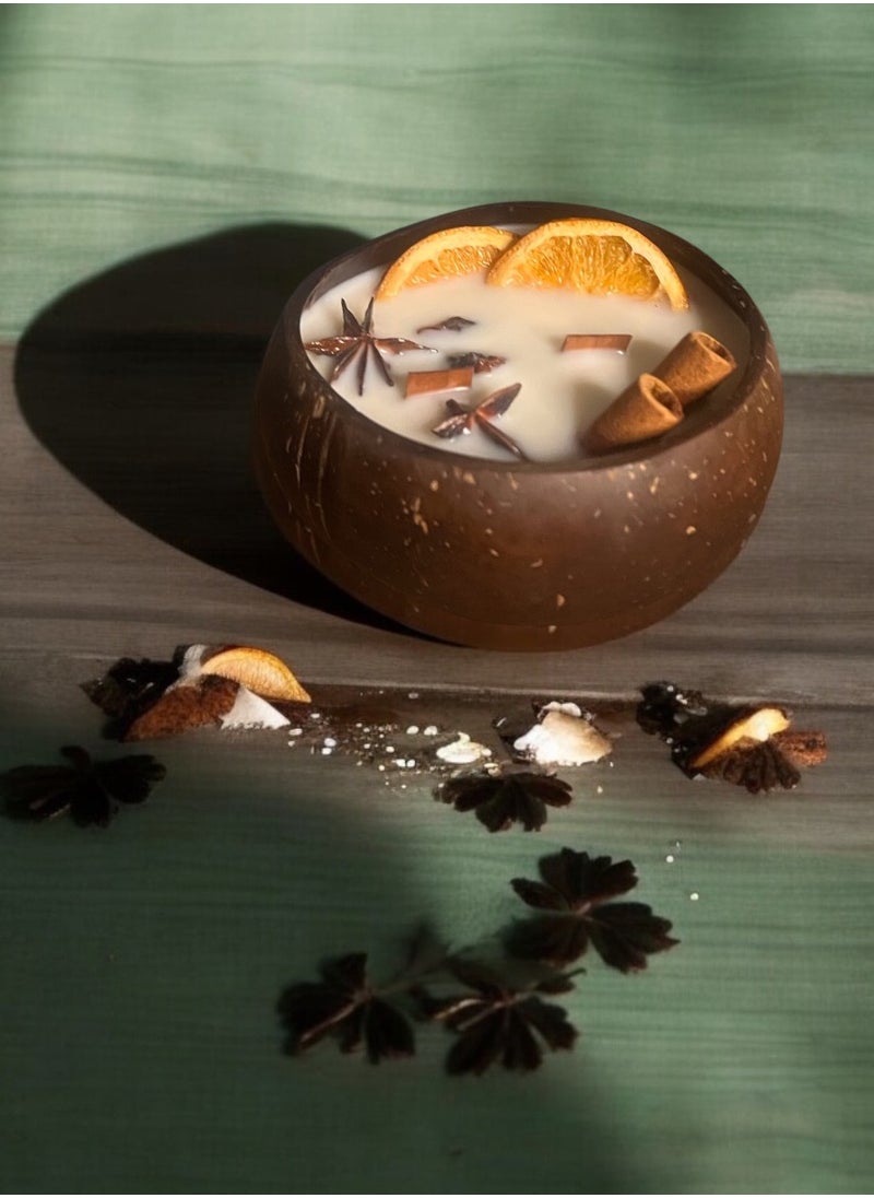 ANUM BY MUNA - Coconut Shell Candle Scented with Cinnamon and Orange - Image 1