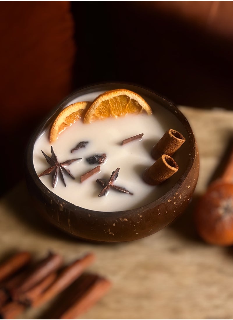 ANUM BY MUNA - Coconut Shell Candle Scented with Cinnamon and Orange - Image 1