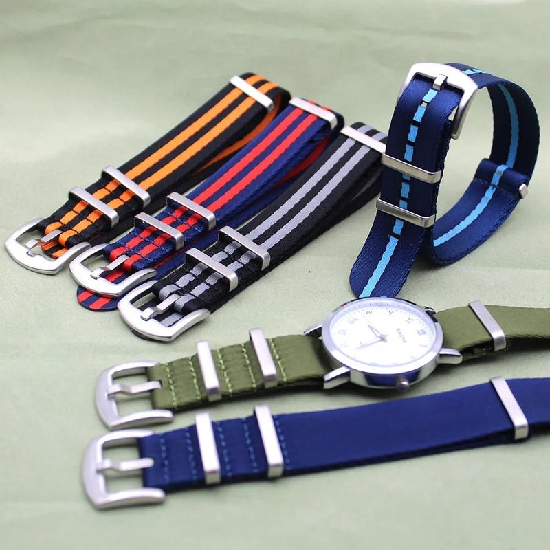 Bluejw High Quality Soft Breathable Nylon Watch Strap 1.2mm Thin Replacement Band with Pin Buckle for 18mm 20mm 22mm Watches – Double Pass Design - Image 3