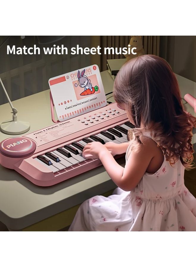 Pink Red 37 Key Multifunctional Electronic Keyboard Toy For Kids Early Learning Piano - Image 5