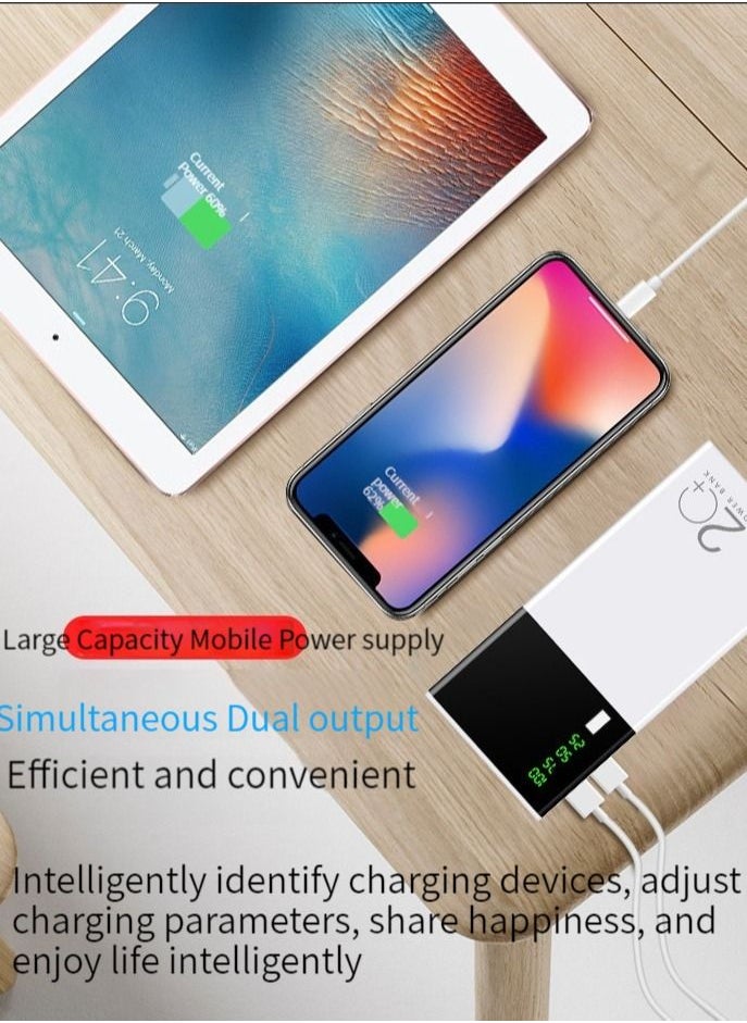Generic - 66W super fast charging intelligent digital display power bank comes with a line large capacity 10000 mAh two-way fast charging PD20W mobile power white - Image 1