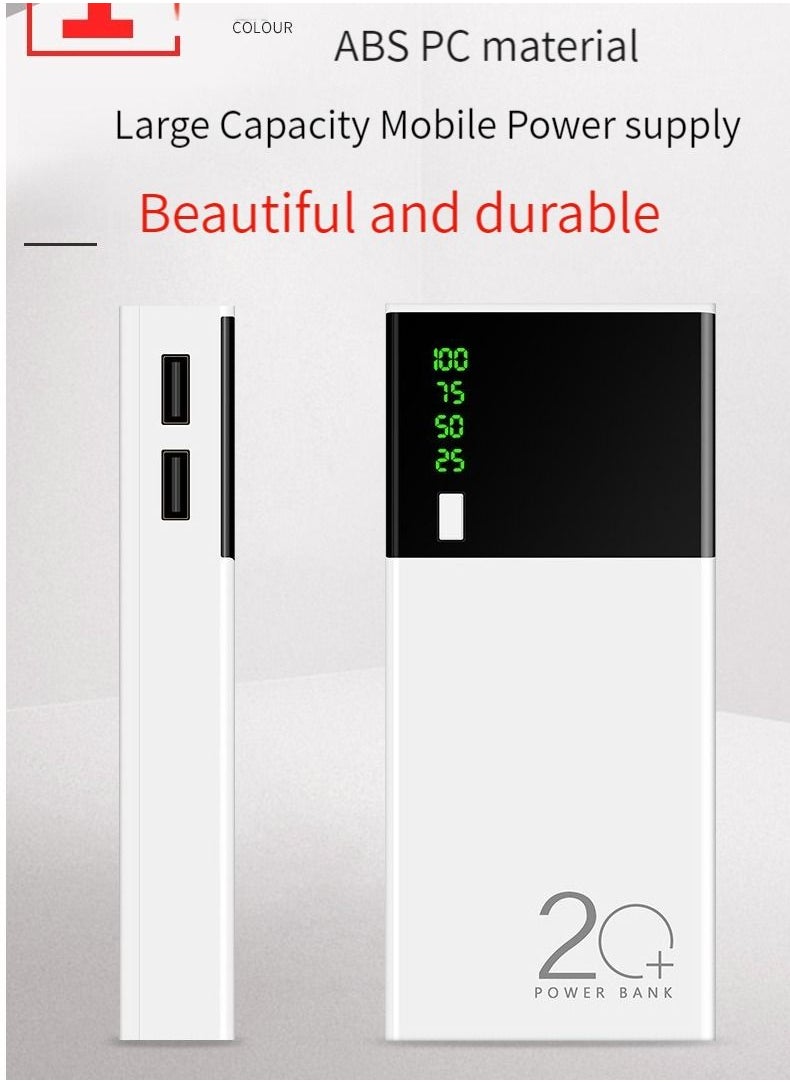 Generic - 66W super fast charging intelligent digital display power bank comes with a line large capacity 10000 mAh two-way fast charging PD20W mobile power white - Image 1