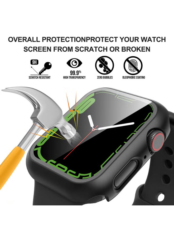 Diruite 2-Pack for Apple Watch Series 6/5/4/Series SE/SE 2/SE 3 44mm All-Around Screen Protector Case, Tempered Glass Screen Protector Case Ultra-Thin for iWatch 44mm Protection Cover - Black - Image 3
