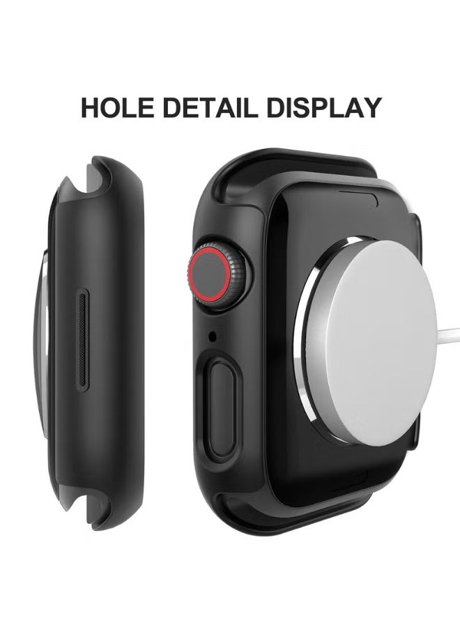 Diruite 2-Pack for Apple Watch Series 6/5/4/Series SE/SE 2/SE 3 44mm All-Around Screen Protector Case, Tempered Glass Screen Protector Case Ultra-Thin for iWatch 44mm Protection Cover - Black - Image 5