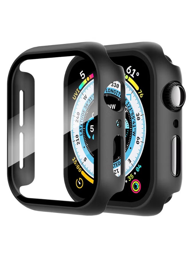 Diruite 2-Pack for Apple Watch Series 6/5/4/Series SE/SE 2/SE 3 44mm All-Around Screen Protector Case, Tempered Glass Screen Protector Case Ultra-Thin for iWatch 44mm Protection Cover - Black - Image 1