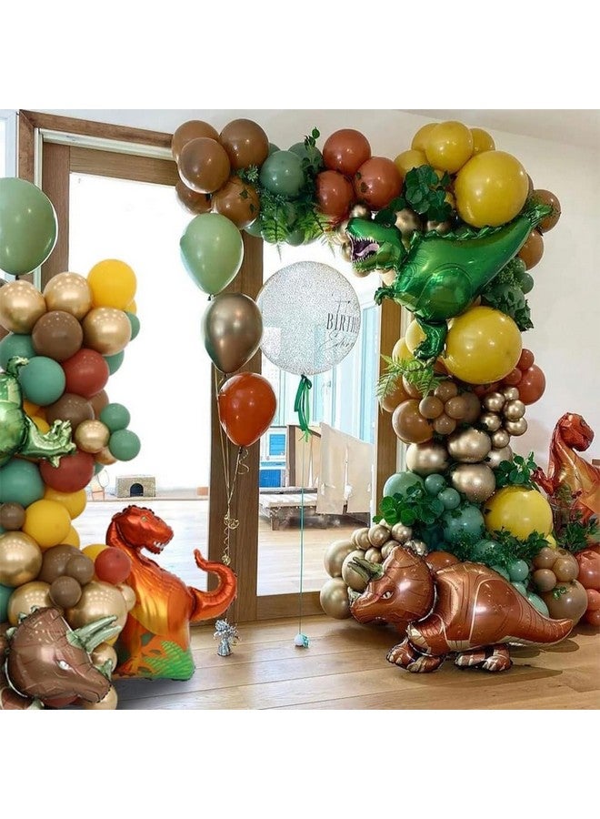 Biapian Dinosaur Balloon Arch, Dinosaur Balloon Garland Kit, Retro Green Orange Brown Balloons with Dinosaurs Foil Balloon for Kids Dino Themed Party Decorations Jungle Safari Birthday Party Supplies - Image 5
