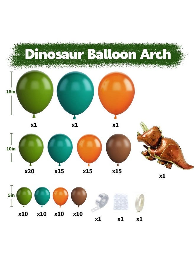 Biapian Dinosaur Balloon Arch, Dinosaur Balloon Garland Kit, Retro Green Orange Brown Balloons with Dinosaurs Foil Balloon for Kids Dino Themed Party Decorations Jungle Safari Birthday Party Supplies - Image 2