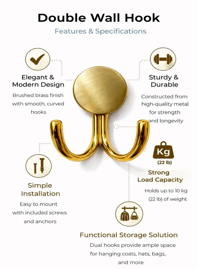Colornest 1 Pc Metal Hooks for Wall – Heavy Duty Double Wall Hooks for Hanging | Towel, Clothes Hanger for Bathroom, Kitchen & Entryway | Antique Brass - Image 3