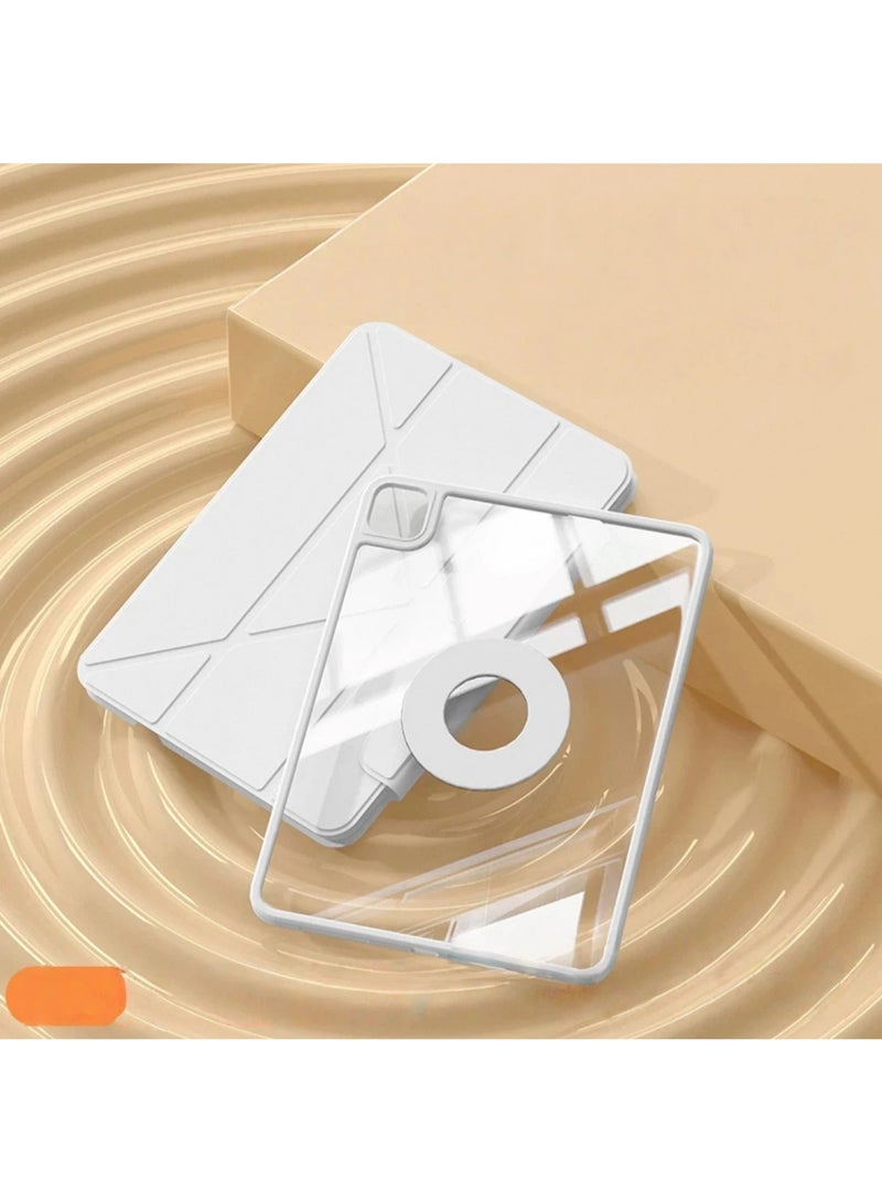 Clear Case for iPad Pro 11 Inch 2025 Model M5 Detachable Magnetic Rotating Transparent Hard PC Back Cover with Auto Wake Sleep and Trifold Y Stand - Image 2