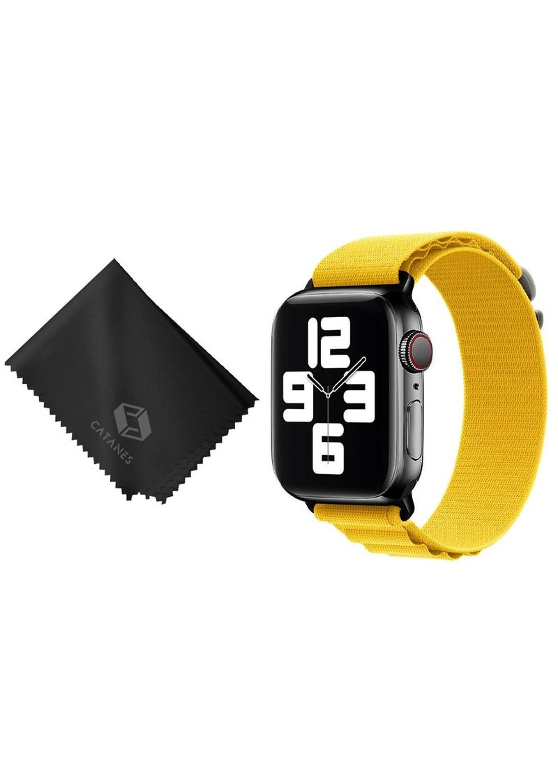 CATANES - 2 Packs Of Apple Watch Band and Microfiber Cloth Alpine Loop Band 38mm 40mm 41mm Women Men Adjustable with Metal G-Hook Strap for iWatch Series 7/SE/6/5/4/3/2/1 Yellow - Image 1