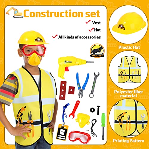 Deekin 5 Sets Kids Dress up Costumes Toddler Dress up Clothes for Boys Girls Community Helpers Construction Worker Police Firefighter Doctor Surgeon Pretend Outfits for Ages 37 - Image 5