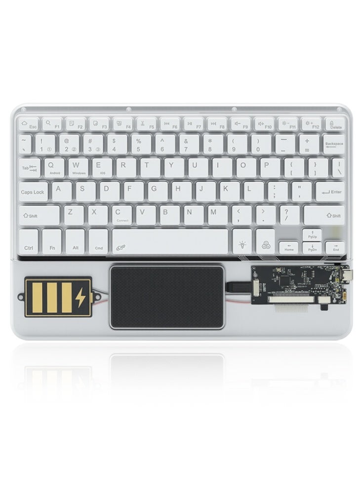 White Transparent Bluetooth Wireless Keyboard with 7 Color Backlight for iPhone/window/ios/ipad/android Rechargeable Bluetooth Link Keyboard - Image 1