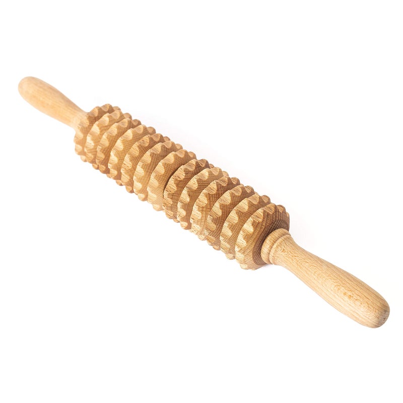 Tuuli Wooden Massage Roller for Waist and Thigh, Multi-Functional Body Roller for Cellulite Reduction and Muscle Tension, Natural Massager for Women and Men (Straight) - Image 2