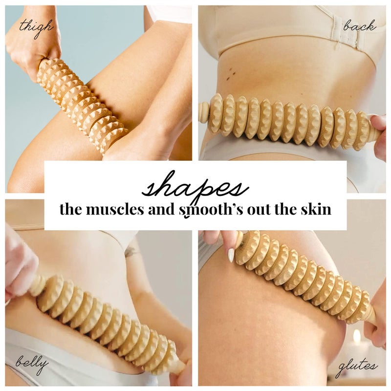 Tuuli Wooden Massage Roller for Waist and Thigh, Multi-Functional Body Roller for Cellulite Reduction and Muscle Tension, Natural Massager for Women and Men (Straight) - Image 5