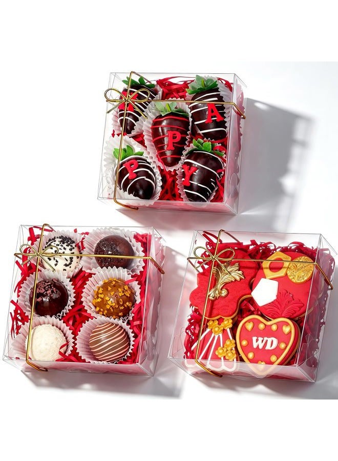 JCXGRVC 50PCS 5"x5x2" Inches Full Clear Bakery Boxes Chocolate Covered Strawberries Boxes for 4 Mini Cake Boxes Cookies Macaron Boxes Pie Boxes Cakesickle Boxes - Image 1