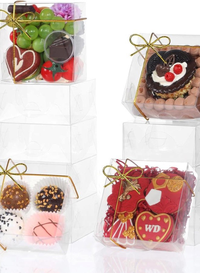 JCXGRVC 50PCS 5"x5x2" Inches Full Clear Bakery Boxes Chocolate Covered Strawberries Boxes for 4 Mini Cake Boxes Cookies Macaron Boxes Pie Boxes Cakesickle Boxes - Image 4