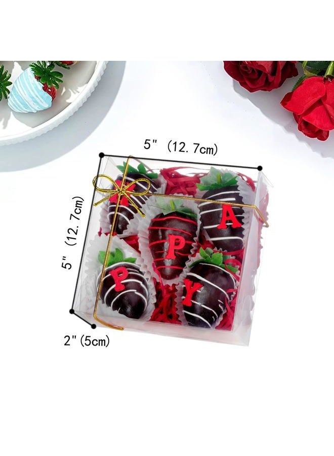 JCXGRVC 50PCS 5"x5x2" Inches Full Clear Bakery Boxes Chocolate Covered Strawberries Boxes for 4 Mini Cake Boxes Cookies Macaron Boxes Pie Boxes Cakesickle Boxes - Image 2