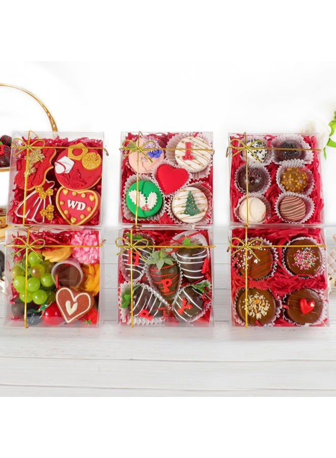 JCXGRVC 50PCS 5"x5x2" Inches Full Clear Bakery Boxes Chocolate Covered Strawberries Boxes for 4 Mini Cake Boxes Cookies Macaron Boxes Pie Boxes Cakesickle Boxes - Image 3