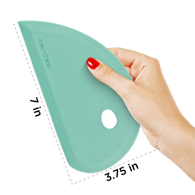 Zoie + Chloe Multipurpose Silicone Bowl Scraper - Dough Scraper for Cleaning Mixing Bowls, Baking Pan - Silicone Scraper Spatula For Painting, Smoothing, Frosting, Cake Decorating - Blue, 7x3.75" - Image 2