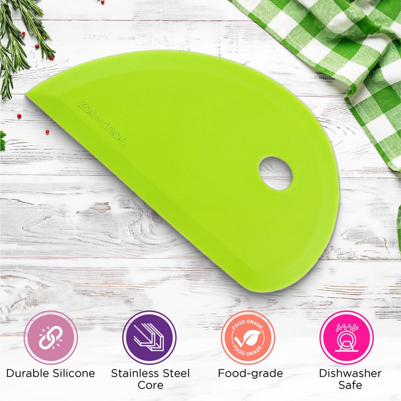 Zoie + Chloe Multipurpose Silicone Bowl Scraper - Dough Scraper for Cleaning Mixing Bowls, Baking Pan - Silicone Scraper Spatula For Painting, Smoothing, Frosting, Cake Decorating - Blue, 7x3.75" - Image 3