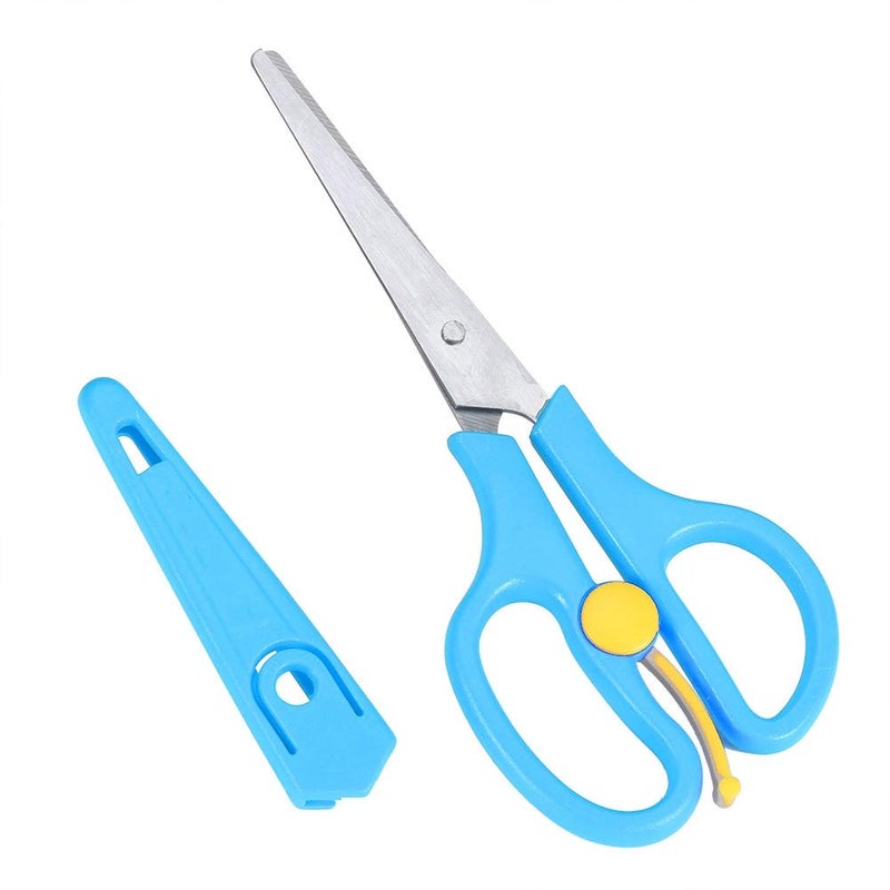 Hztyyier Food Shears Stainless Steel Baby Scissors Food Scissor with Plastic Cover for Toddlers, Preschool Training Kids Scissors(Blue) - Image 1