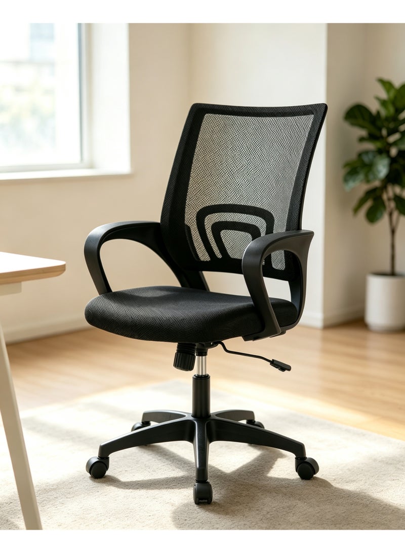 Chulovs Black Ergonomic Home‑Office Desk Chair, 360‑Degree Swivel Computer Chair with Adjustable Height, Built‑in Lumbar Support, Padded Armrests and High‑Density Mesh Back for Adults - Image 1
