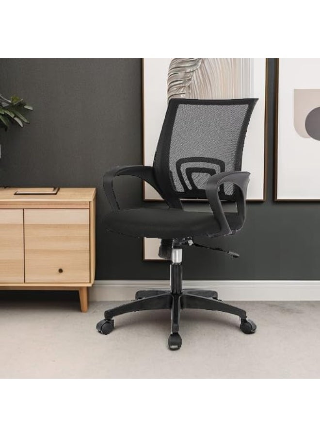 Chulovs Black Ergonomic Home‑Office Desk Chair, 360‑Degree Swivel Computer Chair with Adjustable Height, Built‑in Lumbar Support, Padded Armrests and High‑Density Mesh Back for Adults - Image 2