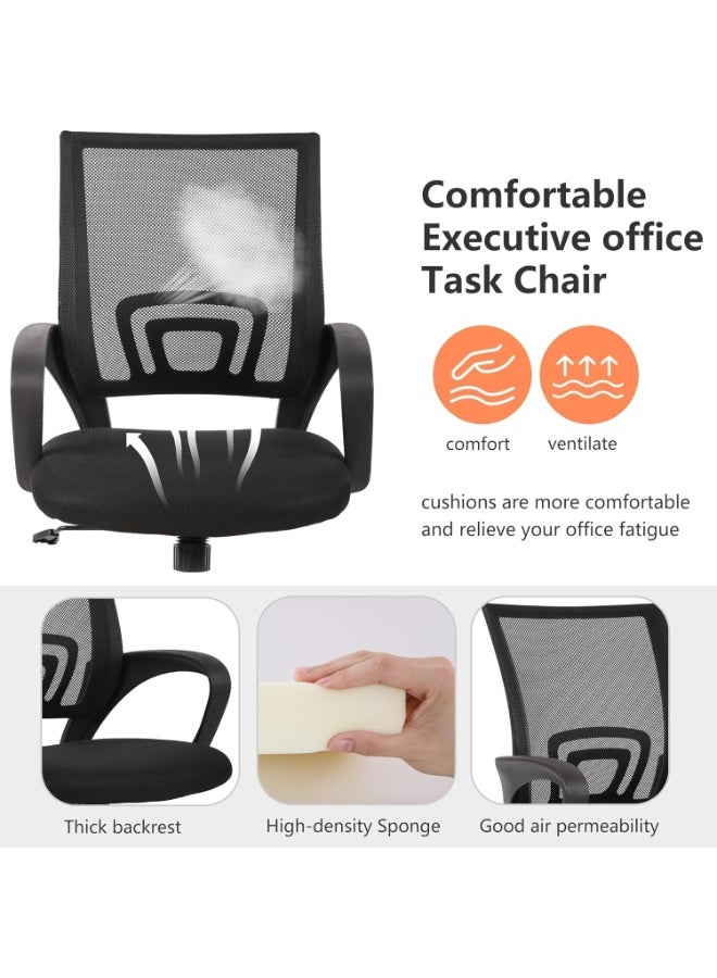 Chulovs Black Ergonomic Home‑Office Desk Chair, 360‑Degree Swivel Computer Chair with Adjustable Height, Built‑in Lumbar Support, Padded Armrests and High‑Density Mesh Back for Adults - Image 4