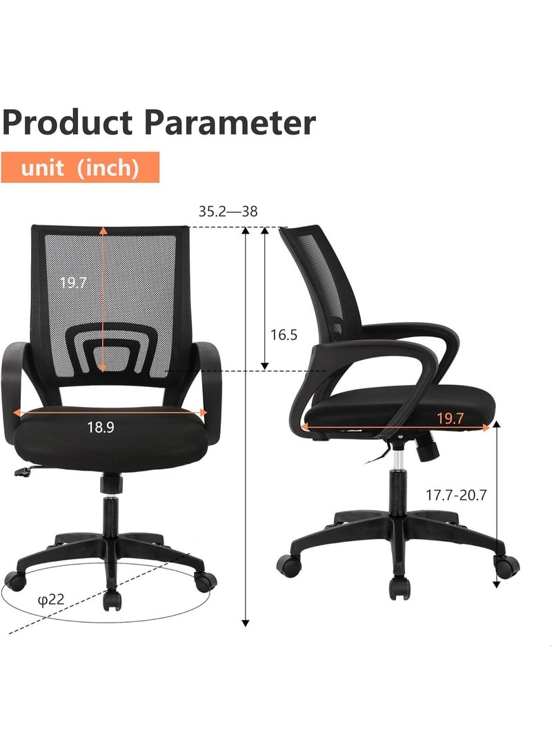 Chulovs Black Ergonomic Home‑Office Desk Chair, 360‑Degree Swivel Computer Chair with Adjustable Height, Built‑in Lumbar Support, Padded Armrests and High‑Density Mesh Back for Adults - Image 3